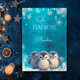 Niedliche Pinguine Winterschnee-Triplets Kinderdus Einladung