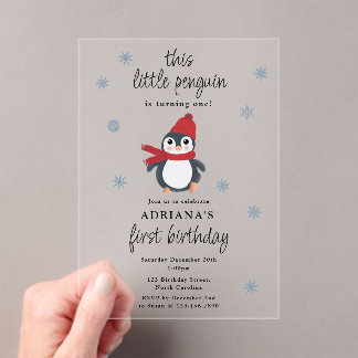 Niedliche Pinguine Wintervögel Arktische Tiere Geb Acryleinladungen