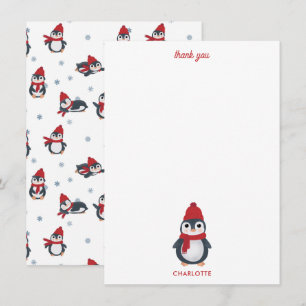 Niedliche Pinguine Wintervögel Arktische Weihnacht Dankeskarte