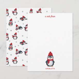 Niedliche Pinguine Wintervögel Arktische Weihnacht Mitteilungskarte