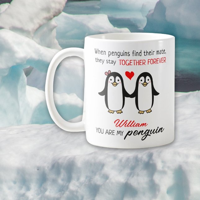 Niedliche Pinguine zusammen für immer, Valentinsta Kaffeetasse (Von Creator hochgeladen)