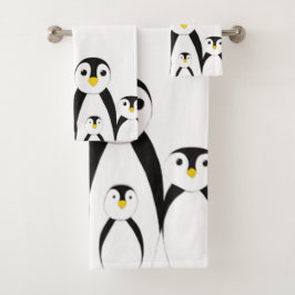 Niedliche Pinguinfamilie Badhandtuch Set