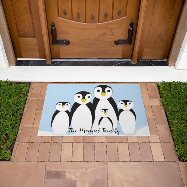 Niedliche Pinguinfamilie Fußmatte (Außenbereich)
