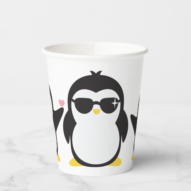 Niedliche Pinguinfamilie Pappbecher (Links)
