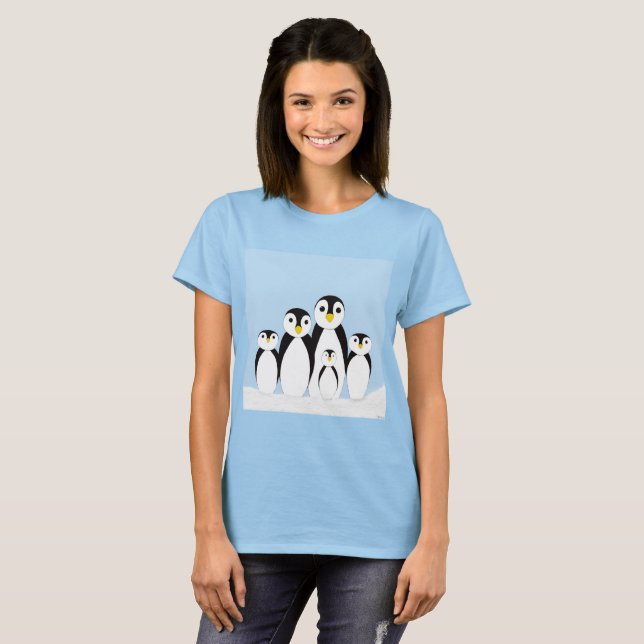 Niedliche Pinguinfamilie T-Shirt (Vorne ganz)