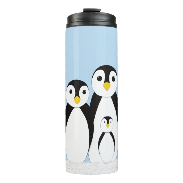 Niedliche Pinguinfamilie Thermosbecher (Vorderseite)