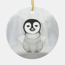 niedliche Pinguinhand zeichnend Keramik Ornament