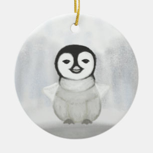 niedliche Pinguinhand zeichnend Keramik Ornament