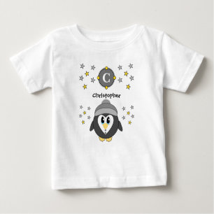 Niedliche Pinguinsterne gelb grau Baby T-shirt