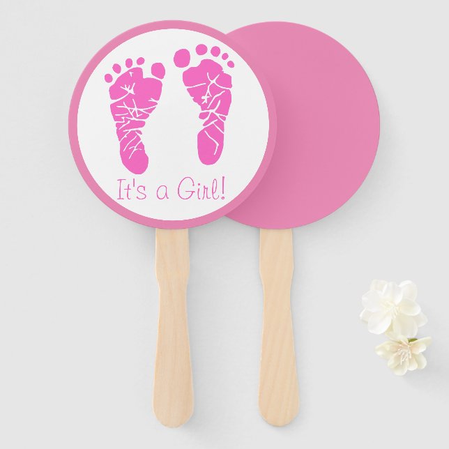 Niedliche Pink Baby Footprints durch eine Girl Bab Fächer (Vorne und Hinten)