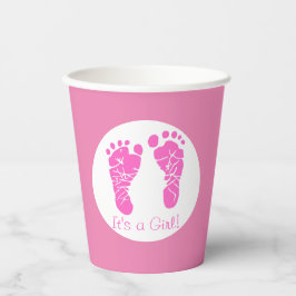 Niedliche Pink Baby Footprints durch eine Girl Bab Pappbecher