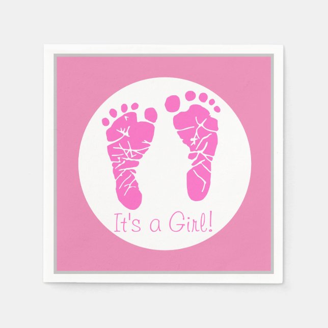 Niedliche Pink Baby Footprints durch eine Girl Bab Serviette (Vorderseite)