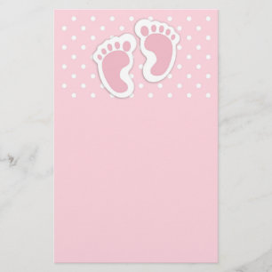 Niedliche Pink Baby Girl Footprints Briefpapier