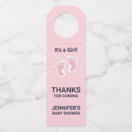 Niedliche Pink Baby Girl Footprints Es ist ein Mäd Flaschenanhänger