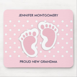 Niedliche Pink Baby Girl Footprints Mousepad