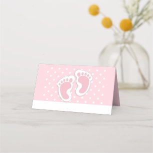 Niedliche Pink Baby Girl Footprints Platzkarte