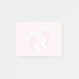 Niedliche Pink Baby Girl Footprints Post-it Klebezettel