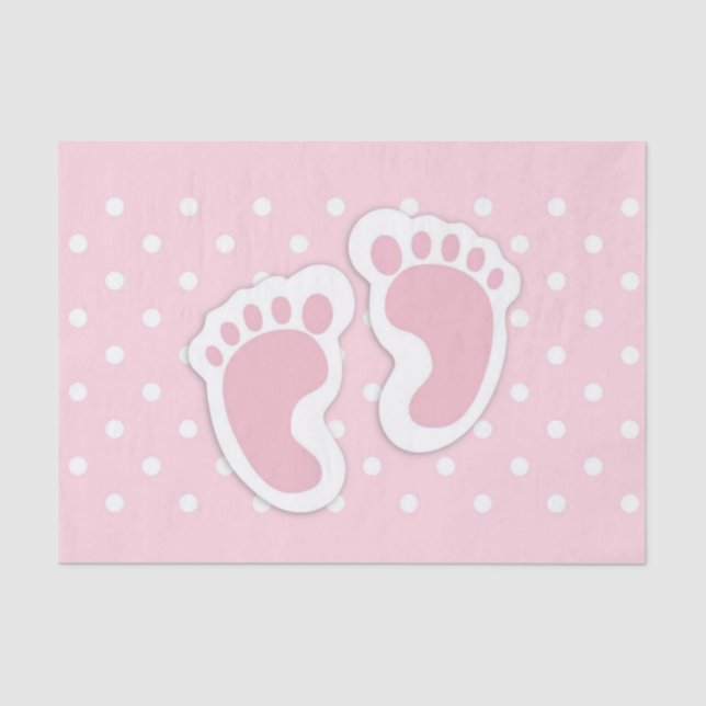 Niedliche Pink Baby Girl Footprints Seidenpapier (Vorderseite)