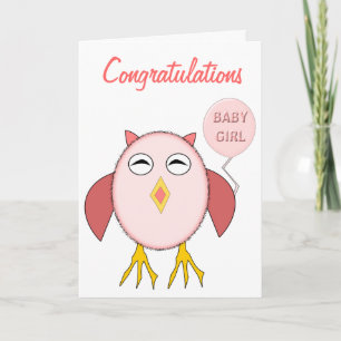 Niedliche Pink Baby Girl Owl Custom Card Karte