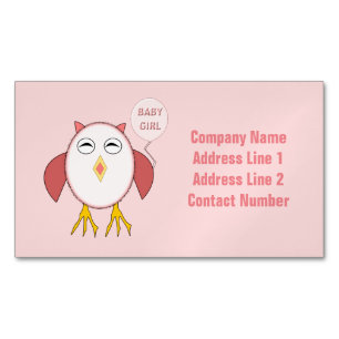Niedliche Pink Baby Girl Owl Magnetic Business Car Magnetische Visitenkarte