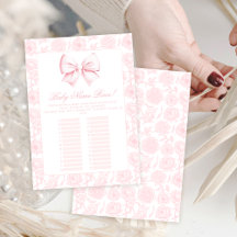 Niedliche Pink Bow Baby Girl Dusche Name Race Game