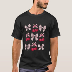 Niedliche Pink Bow Coquette Cherry Clean Girl Ästh T-Shirt