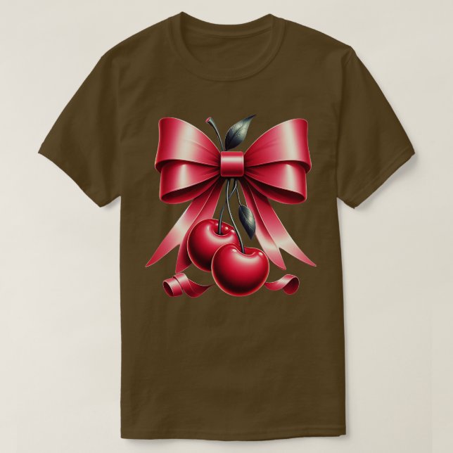 Niedliche Pink Bow Coquette Cherry Clean Girl Ästh T-Shirt (Design vorne)
