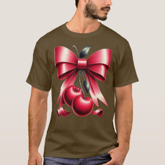 Niedliche Pink Bow Coquette Cherry Clean Girl Ästh T-Shirt