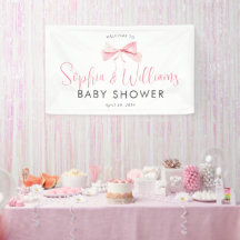 Niedliche Pink Bow Ribbon Girl Baby Dusche Willkom