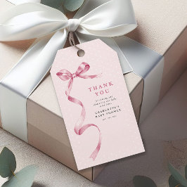 Niedliche Pink Bow Ribbon Girl Babydusche Geschenkanhänger