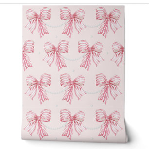Niedliche Pink Bows & Pearls Sweet Coquette Wohnge Tapete