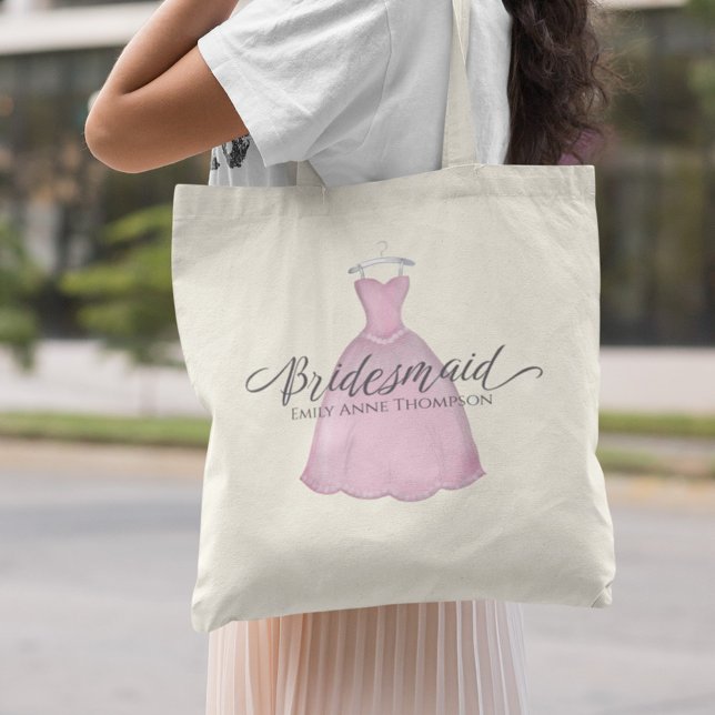 Niedliche Pink Bridesmaid Whimsikkalligraphie-Skri Tragetasche (Von Creator hochgeladen)