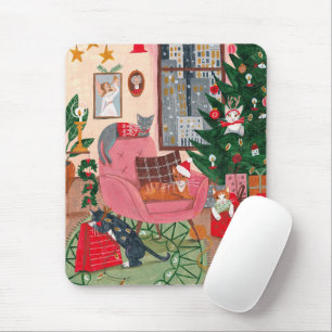 Niedliche Pink Cat Weihnachtssache Mousepad