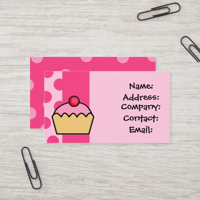 niedliche Pink Cupcake Business Cards Visitenkarte (Vorderseite/Rückseite Beispiel)