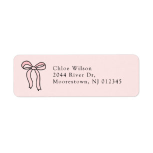 Niedliche Pink Doodle Bow-Rücksendeadresse