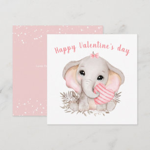 Niedliche Pink Elephant Valentine Tageskarte Karte