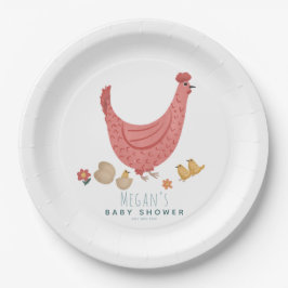 Niedliche Pink Farm Chicken Girls Babydusche Pappteller