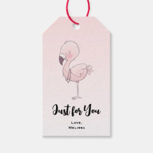 Niedliche Pink Flamingo Illustration für Sie Geschenkanhänger