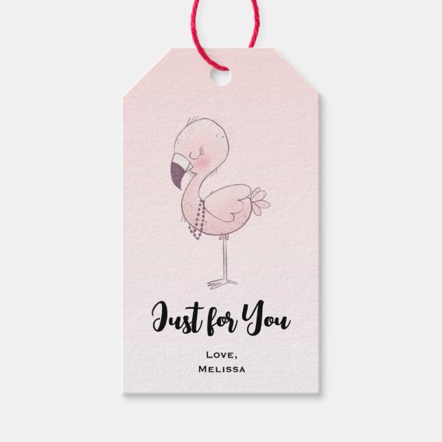 Niedliche Pink Flamingo Illustration für Sie Geschenkanhänger (Vorderseite)
