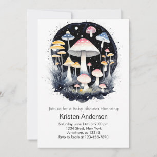 Niedliche Pink Forest Magic Mushroom Girl Babydusc Einladung