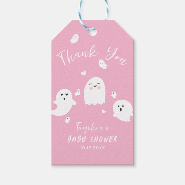 Niedliche Pink Ghost Girl Halloween Kinderdusche Geschenkanhänger (Vorderseite)