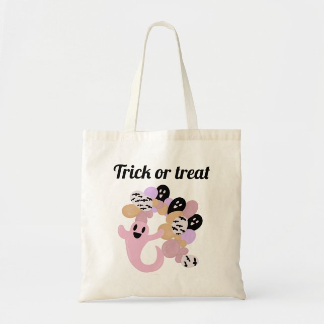 Niedliche Pink Ghost Halloween Leckerei Tote Tasch Tragetasche (Vorne)