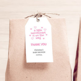 Niedliche Pink Girl Baby Shower Tags Geschenkanhänger