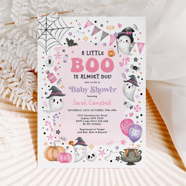 Niedliche Pink Halloween Ghost Girl Babydusche Einladung (Von Creator hochgeladen)