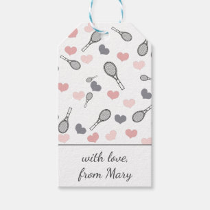 Niedliche Pink Hearts und Tennis Rackets Muster Sp Geschenkanhänger