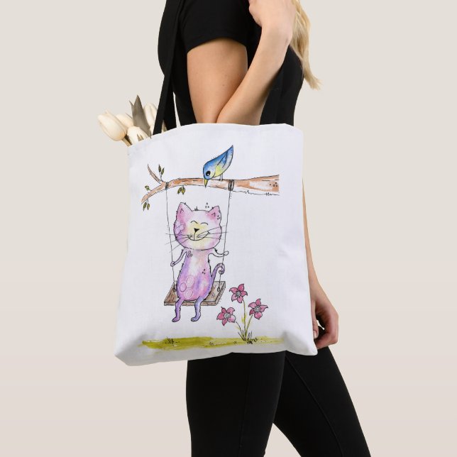 Niedliche Pink-Katze am Swing (Von Nahem)