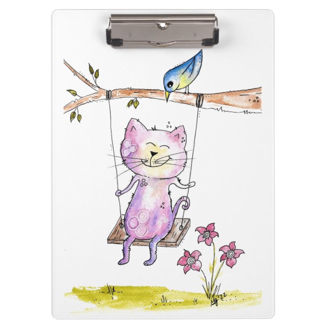 Niedliche Pink-Katze am Swing Klemmbrett (Vorderseite)