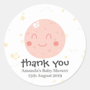 Niedliche Pink Kawaii Planet Babydusche Runder Aufkleber