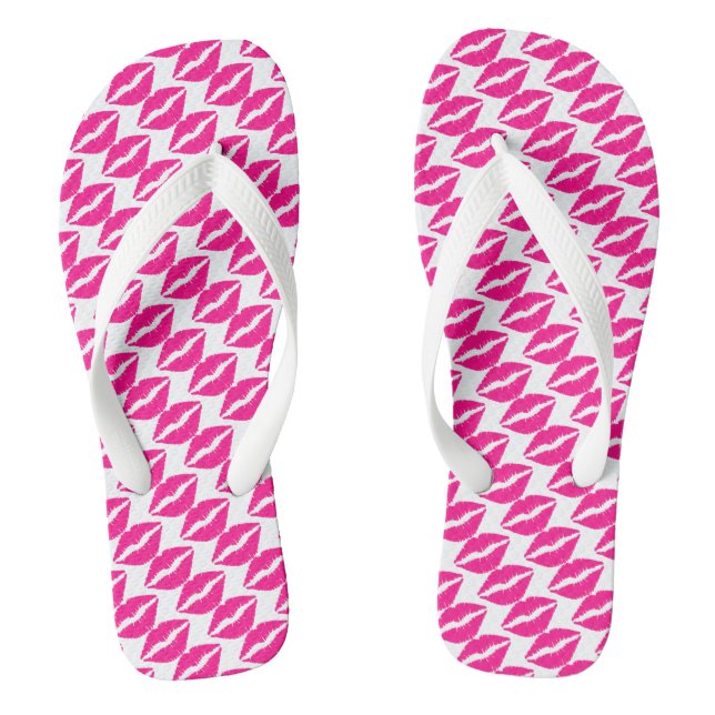 Niedliche Pink Kisses Krawatte Flip Flops (Fußbett)