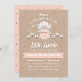 Niedliche Pink Lamb Baby Girl Dusche Einladung
